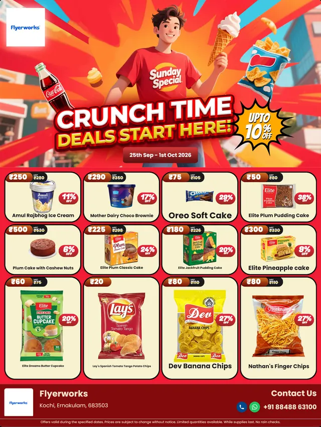 "Any Theme Any Flavour, design 3" bakery promotional flyer template, designed in Flyerworks