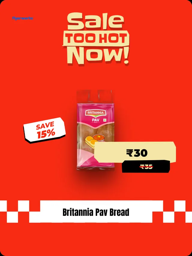 "Britannia Pav Bread" bakery shelf tag template, designed in Flyerworks