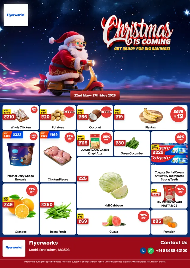 "Christmas, design 2" sale flyer template for Christmas promotions, designed in Flyerworks