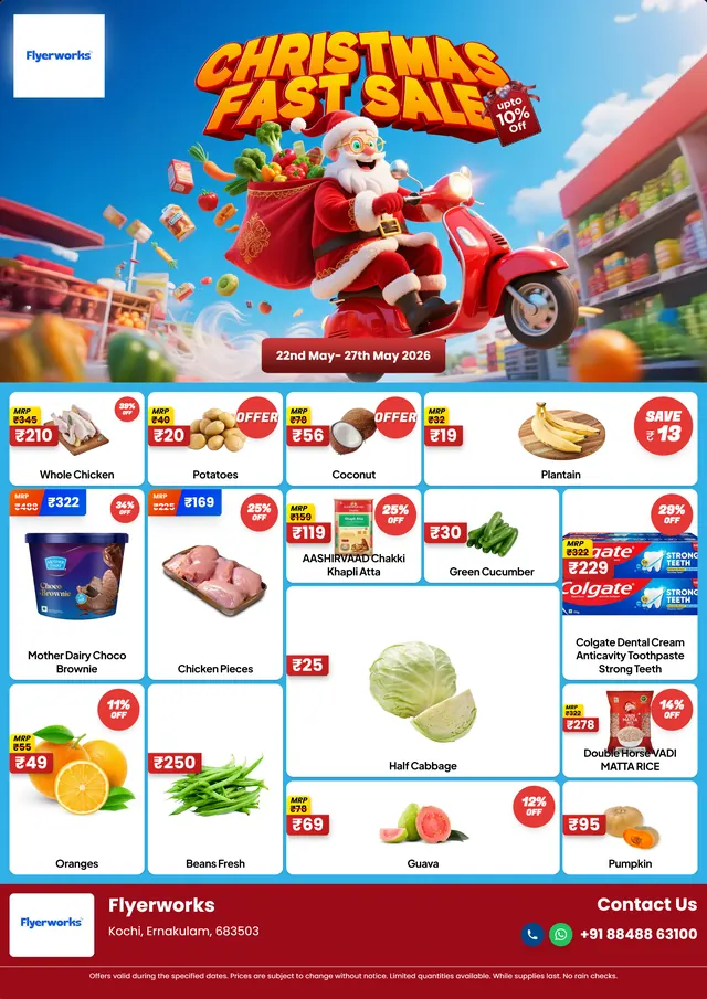 Sale flyer template for Christmas promotions, designed in Flyerworks