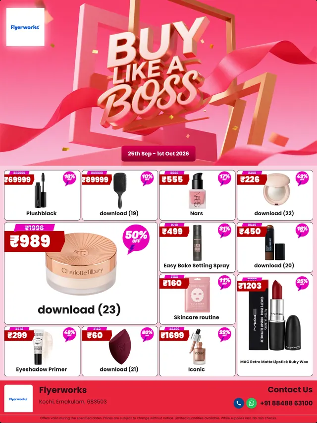 "Strong Offers, design 2" cosmetics store promotional flyer template, designed in Flyerworks