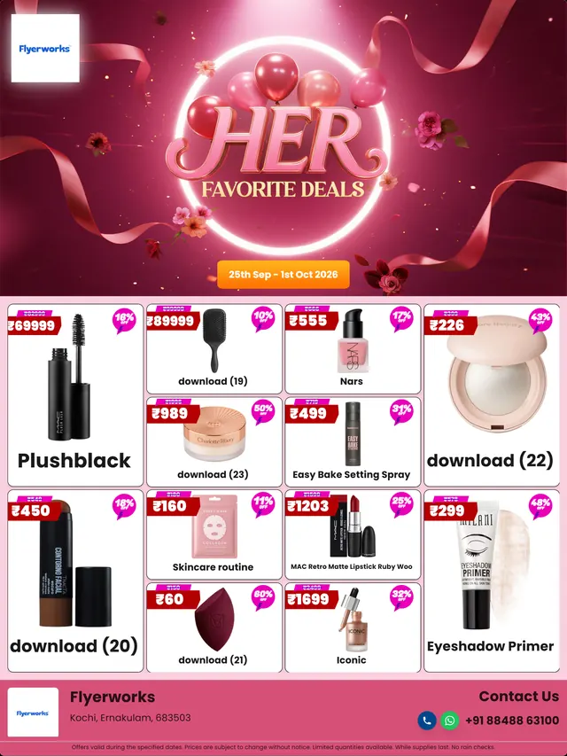 "Strong Offers" cosmetics store promotional flyer template, designed in Flyerworks