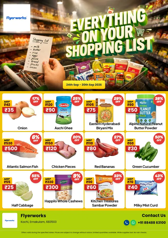 "Everything On Your Shopping List" department store promotional flyer template, designed in Flyerworks