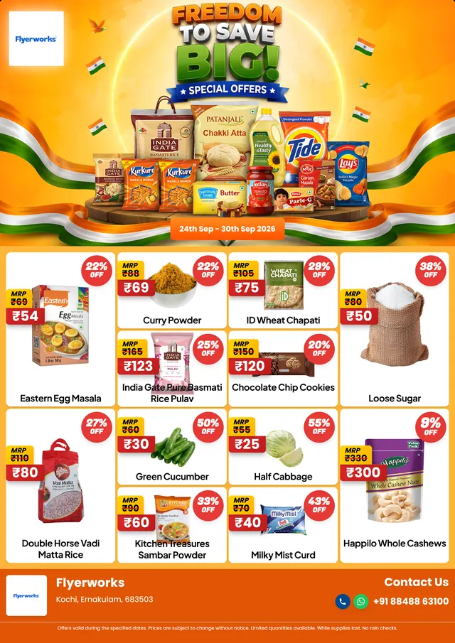 "Happy Independence Day Special Offer" department store promotional flyer template, designed in Flyerworks