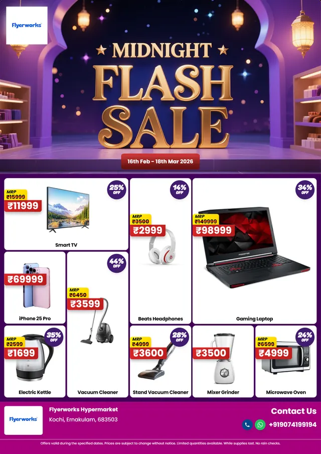 "Eid Night, design 4" sale flyer template for Eid promotions, designed in Flyerworks
