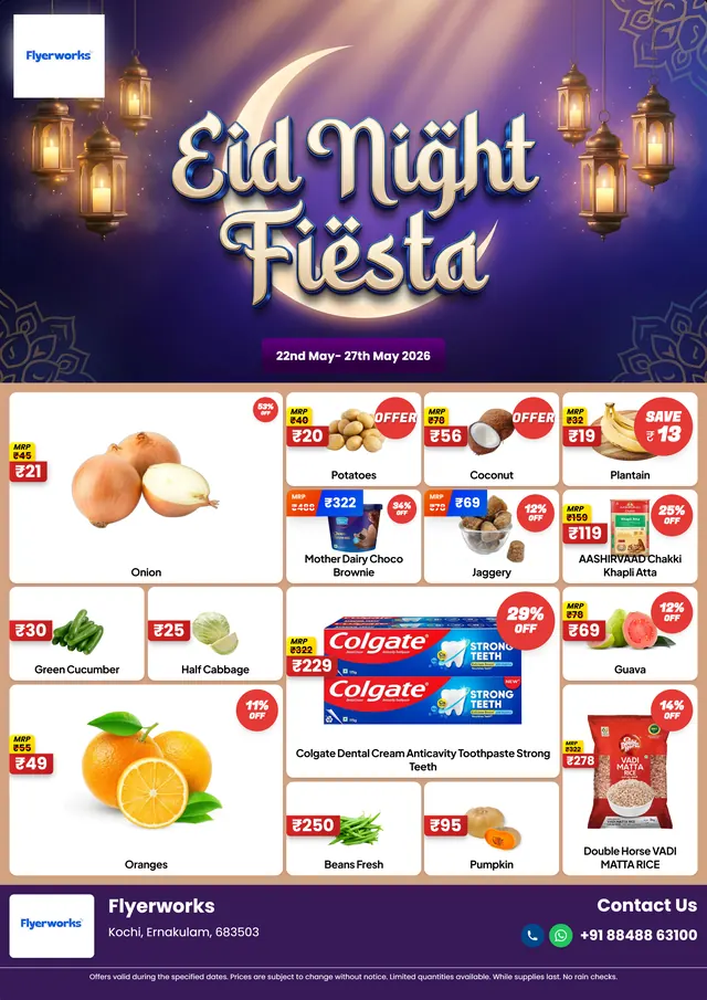 "Eid Night, design 8" sale flyer template for Eid promotions, designed in Flyerworks