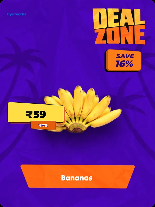 "Bananas" fruit and vegetable shop shelf tag template, designed in Flyerworks