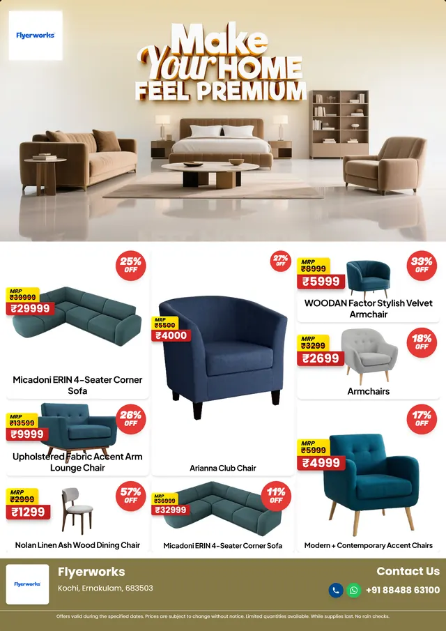"Comfort Luxury Get Your Own Sanctuary, design 2" furniture store promotional flyer template, designed in Flyerworks