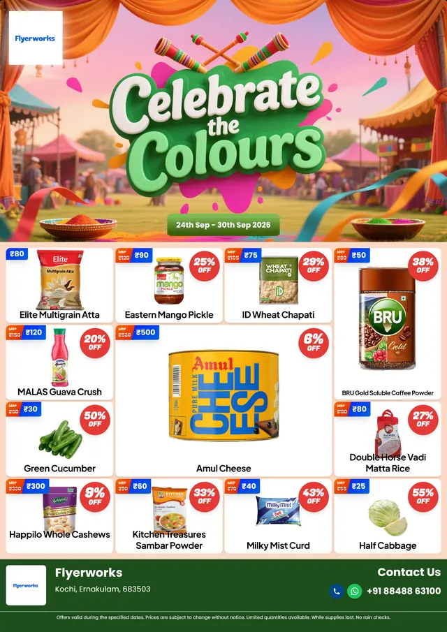 "Holi, design 3" sale flyer template for Holi promotions, designed in Flyerworks