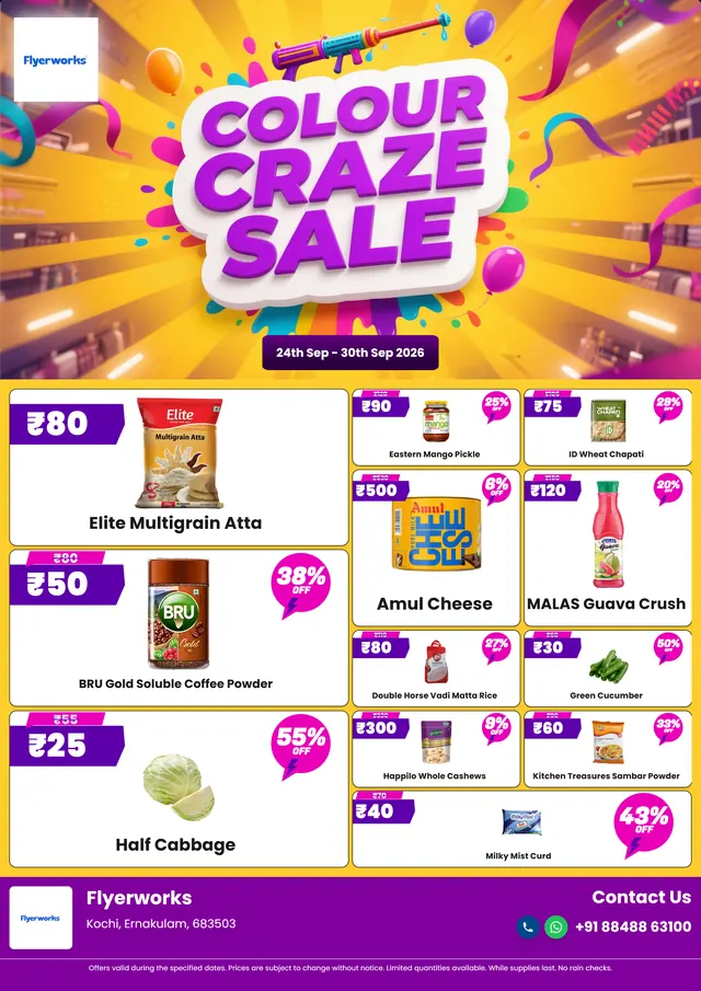 "Holi, design 4" sale flyer template for Holi promotions, designed in Flyerworks