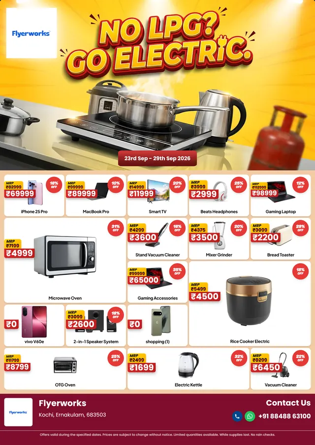 "No LPG" home appliance store promotional flyer template, designed in Flyerworks
