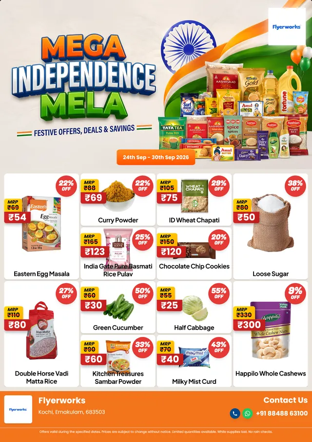 "Happy Independence Day Special Offer" sale flyer template for Independence Day promotions, designed in Flyerworks