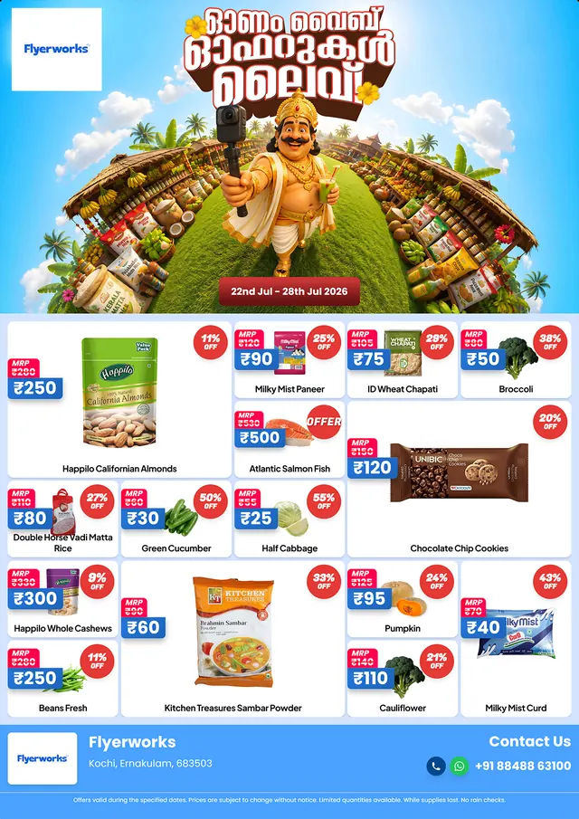 "Onam, design 2" sale flyer template for Onam promotions, designed in Flyerworks