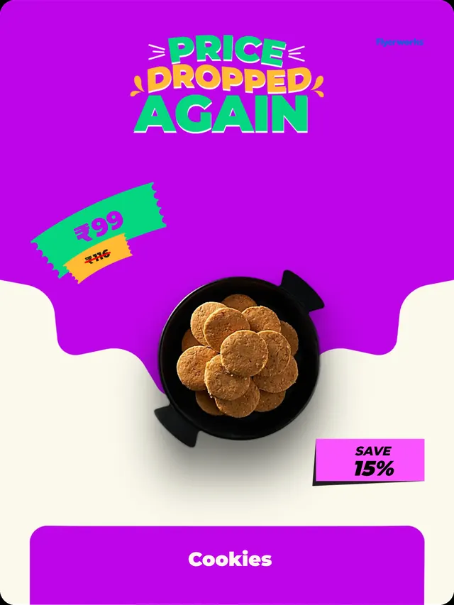 "Cookies" bakery shelf tag template, designed in Flyerworks