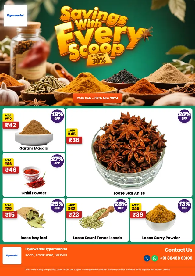 "Savings With Every Scoop" convenience store promotional flyer template, designed in Flyerworks