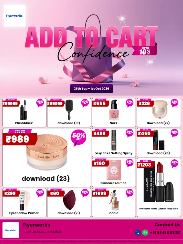 "Strong Offers, design 3" cosmetics store promotional flyer template, designed in Flyerworks