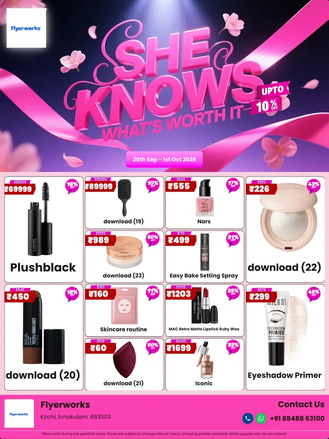 "Strong Offers, design 4" cosmetics store promotional flyer template, designed in Flyerworks
