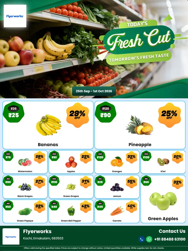 "Tropical Savings Fest" department store promotional flyer template, designed in Flyerworks