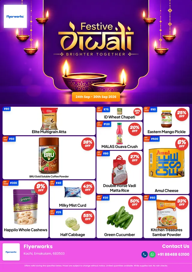 "Complete Combo, design 3" sale flyer template for Diwali promotions, designed in Flyerworks