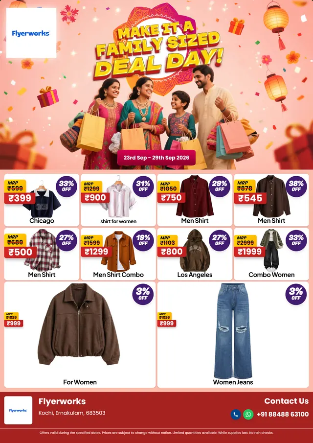 "Family Sized Deal, design 2" fashion store promotional flyer template, designed in Flyerworks