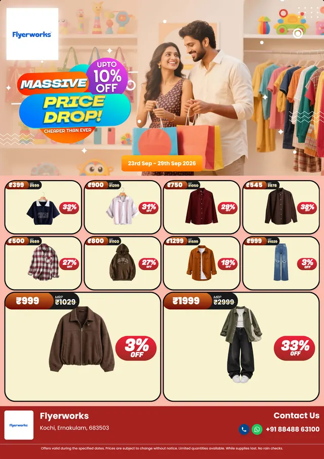 "Family Sized Deal" fashion store promotional flyer template, designed in Flyerworks