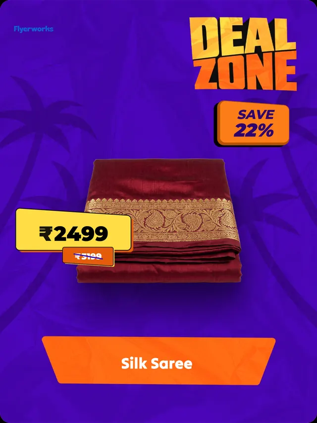 "Silk Saree" fashion store shelf tag template, designed in Flyerworks