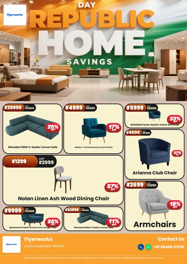 "Comfort Luxury Get Your Own Sanctuary, design 4" furniture store promotional flyer template, designed in Flyerworks
