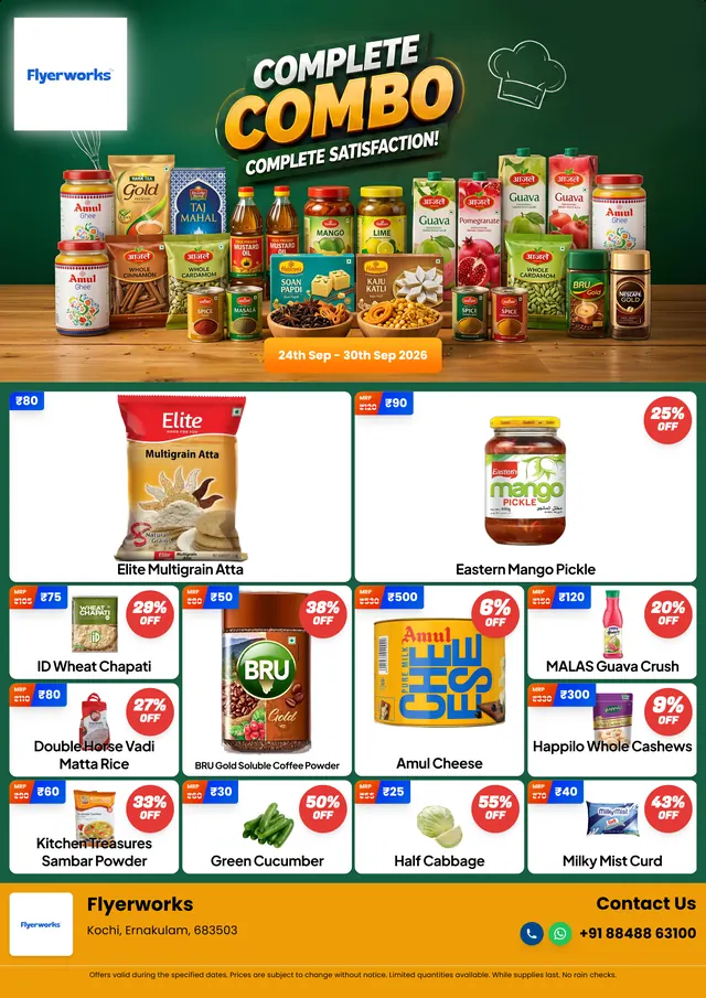 "Complete Combo" grocery store promotional flyer template, designed in Flyerworks