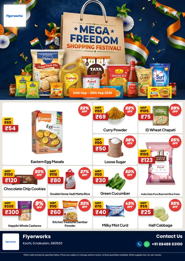 "Happy Independence Day Special Offer, design 3" sale flyer template for Independence Day promotions, designed in Flyerworks