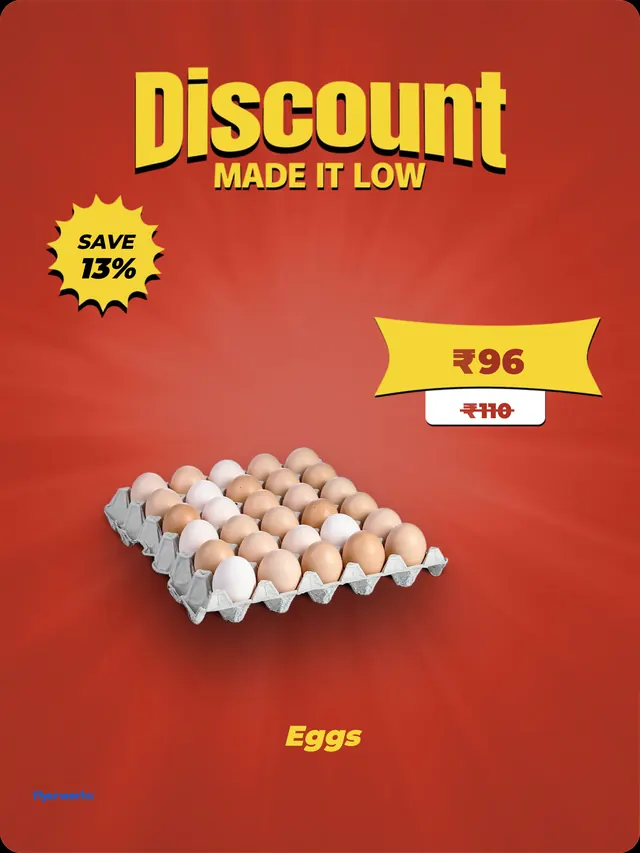 "Eggs" meat and poultry shop shelf tag template, designed in Flyerworks