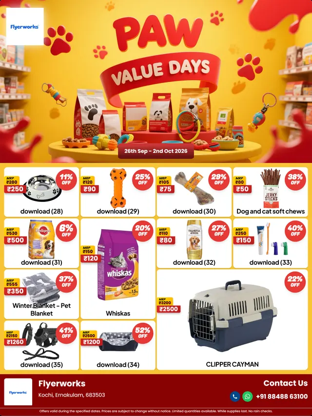 "Treats Toys Sale, design 2" pet store promotional flyer template, designed in Flyerworks