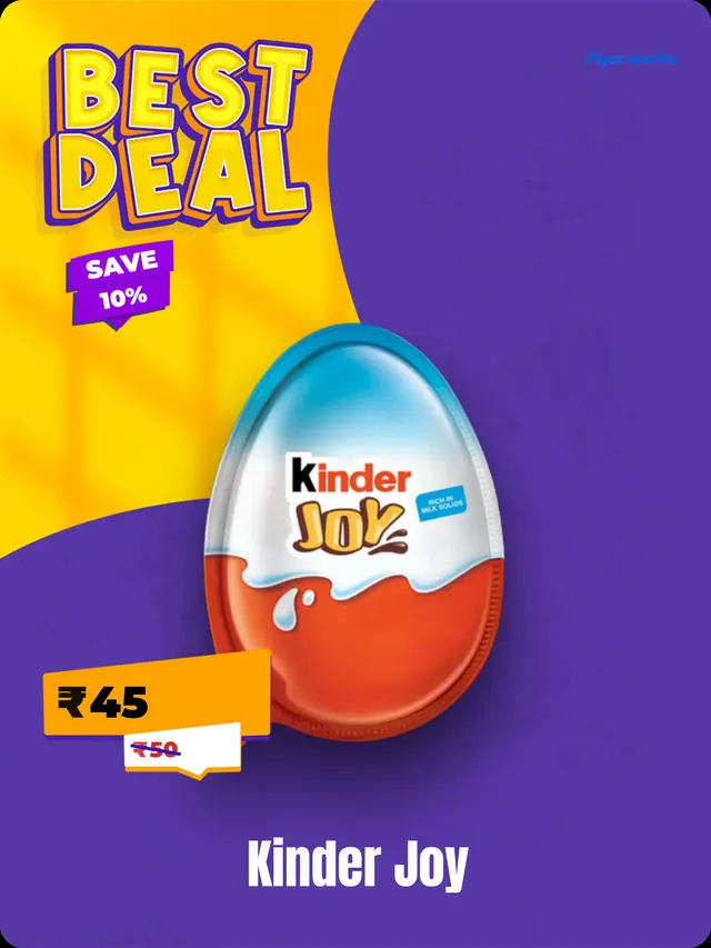 "Kinder Joy" shelf tag template for Republic Day promotions, designed in Flyerworks