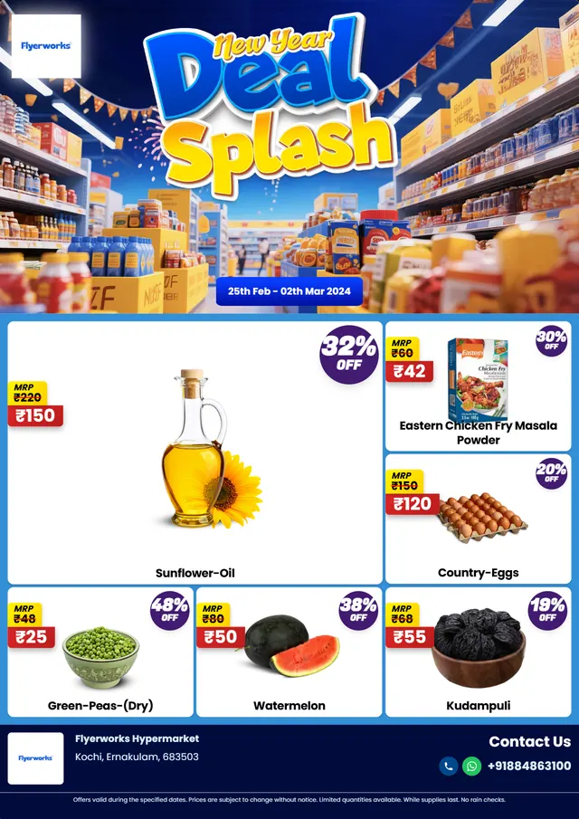 "Supermarket, design 4" supermarket promotional flyer template, designed in Flyerworks